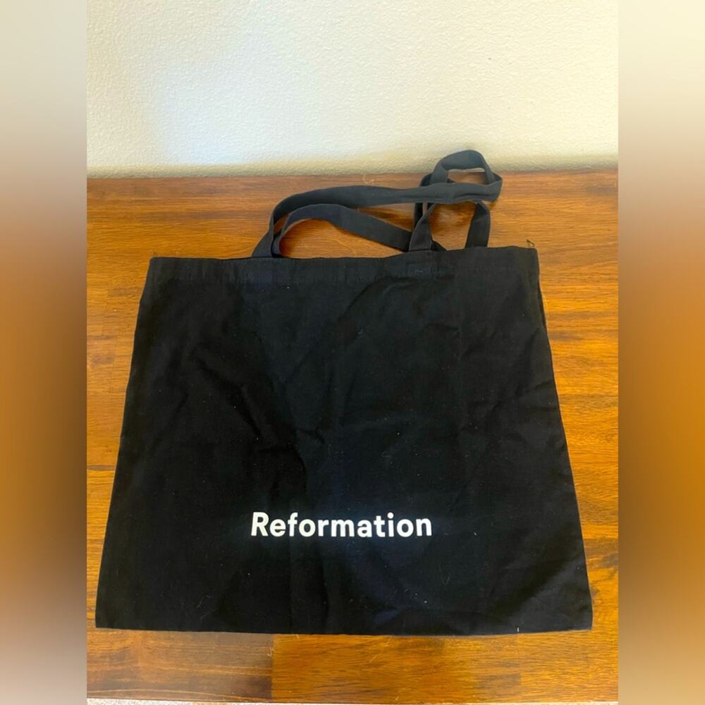 Reformation black and white tote bag